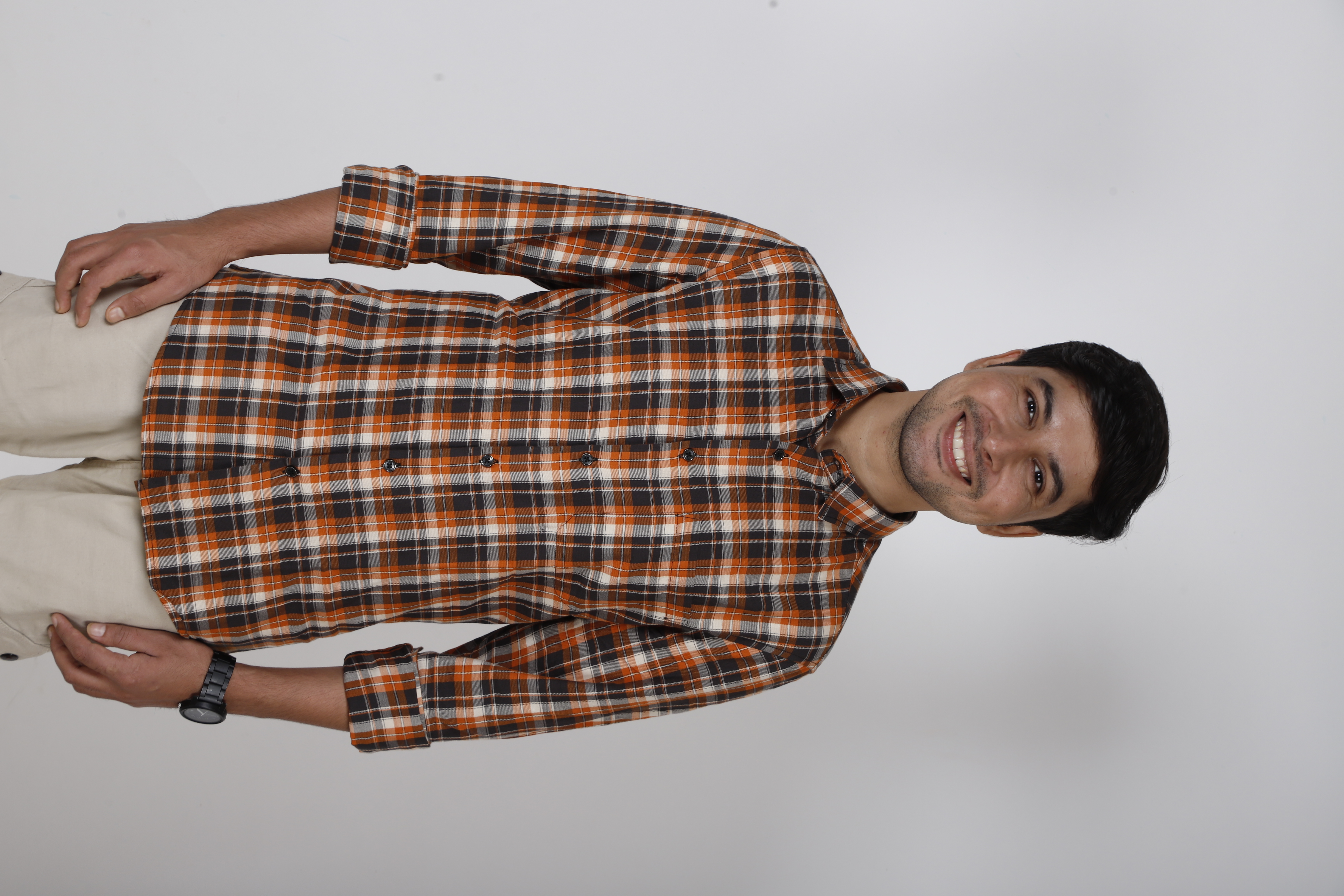 Orange-Blue Casual Checkered