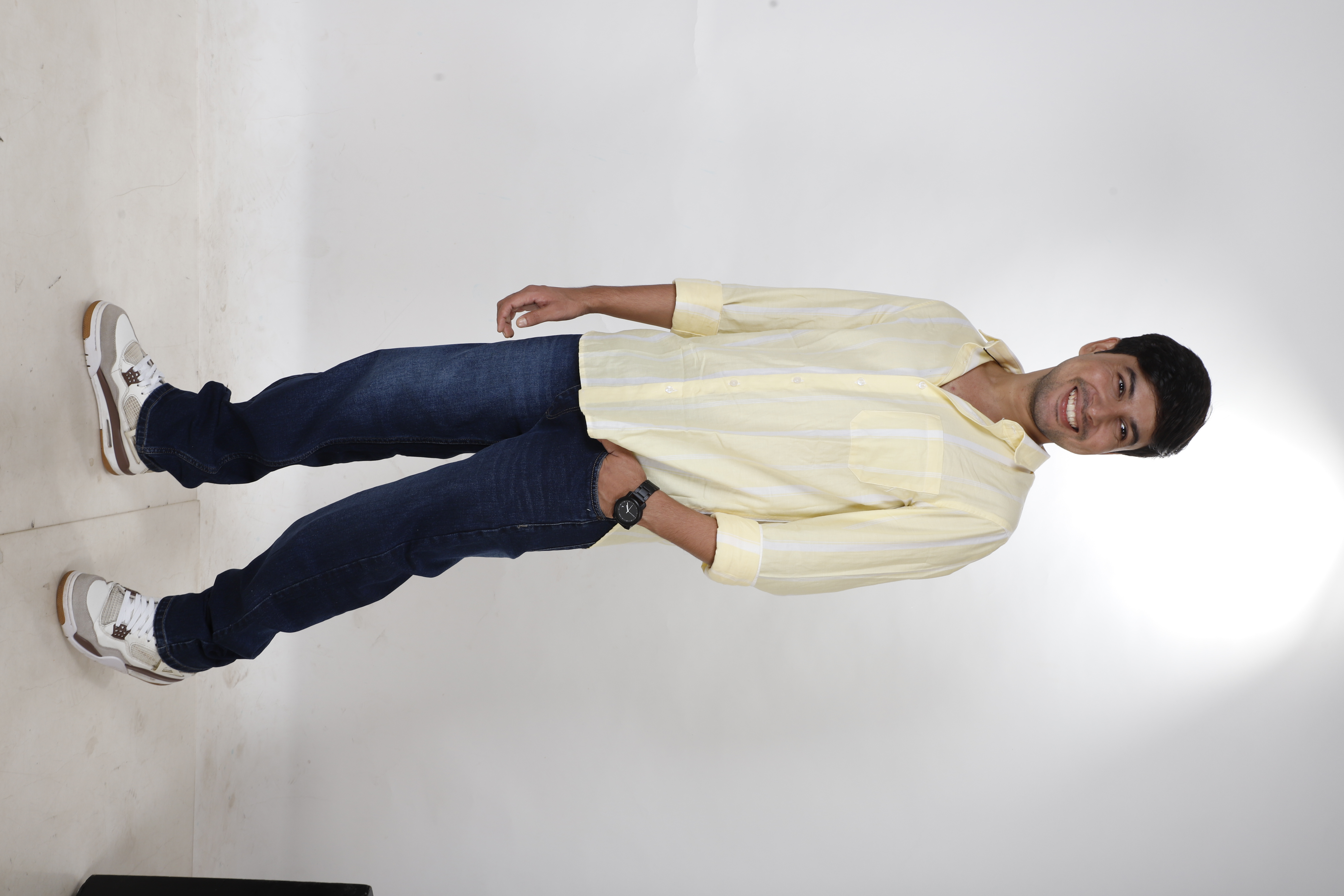 Yellow-White Casual Striped